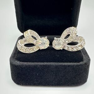 Art Deco Rhinestone Clip Earrings